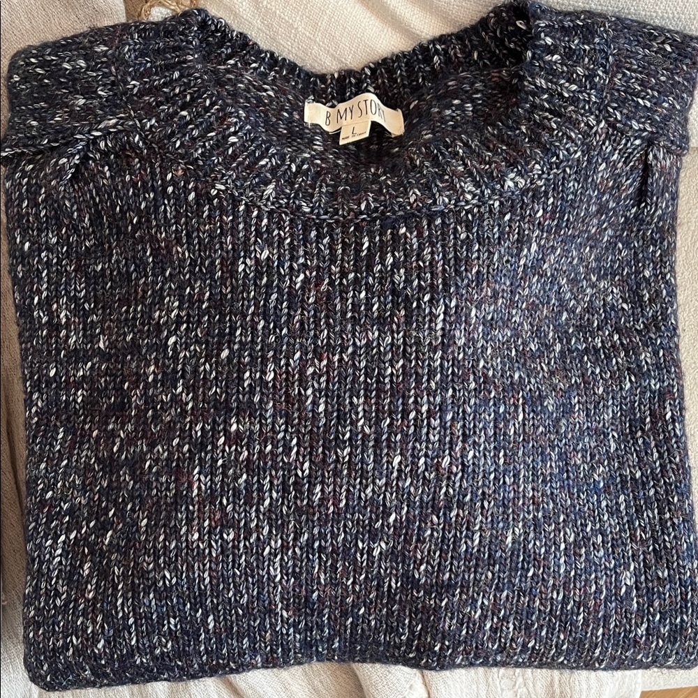 My Story Speckled Navy Crew Neck Sweater